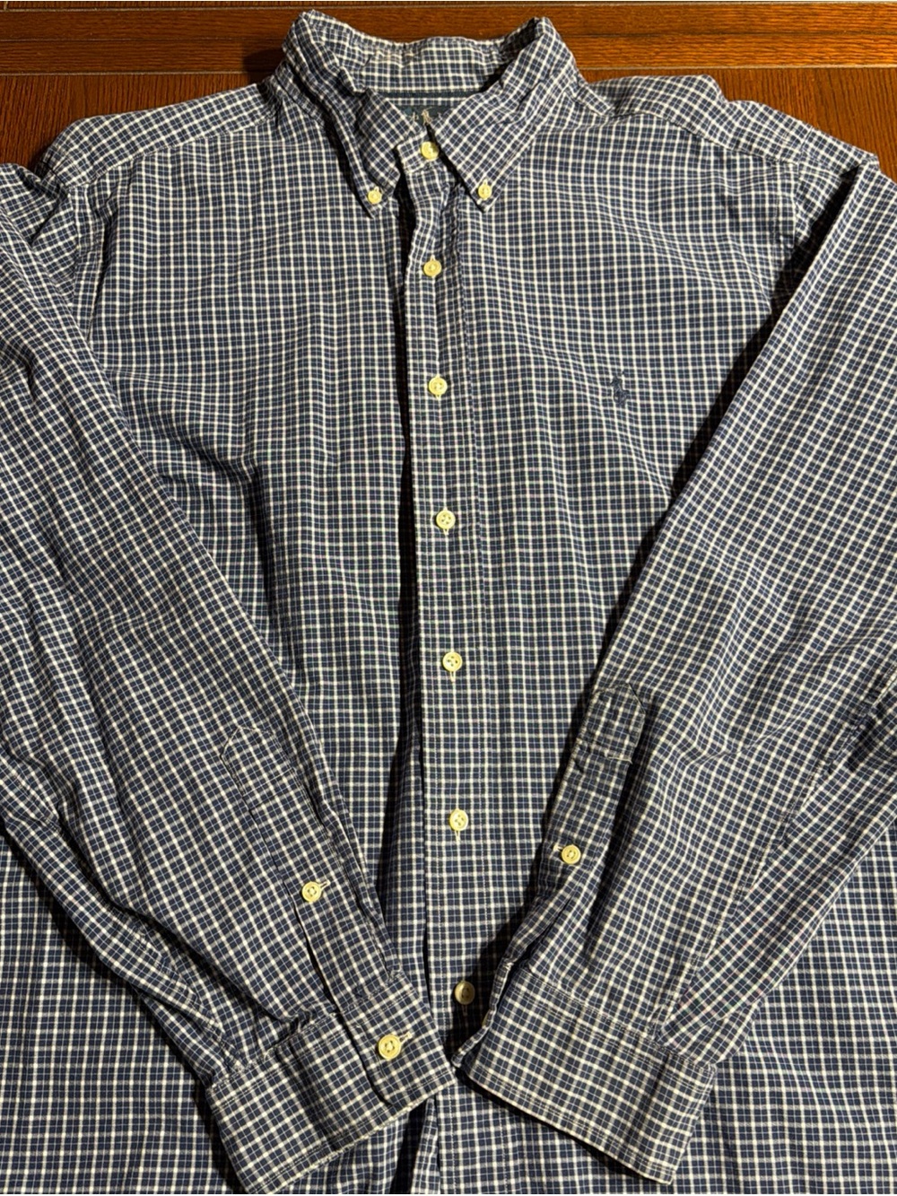 Ralph Lauren Men's Blue Plaid Button-Down Shirt Size XL